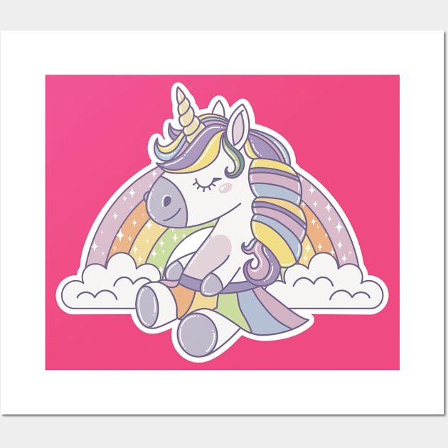 Cute rainbow unicorn Wall Art by OnlyMySide